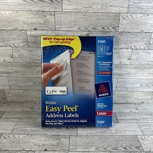 Avery 5160 Easy Peel White Mailing Labels 1"x 2 5/8" 3000 Labels - New & Sealed